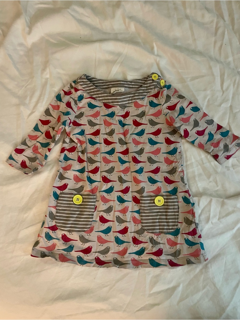 Boden Multicolor Bird Print Long-Sleeve Top
